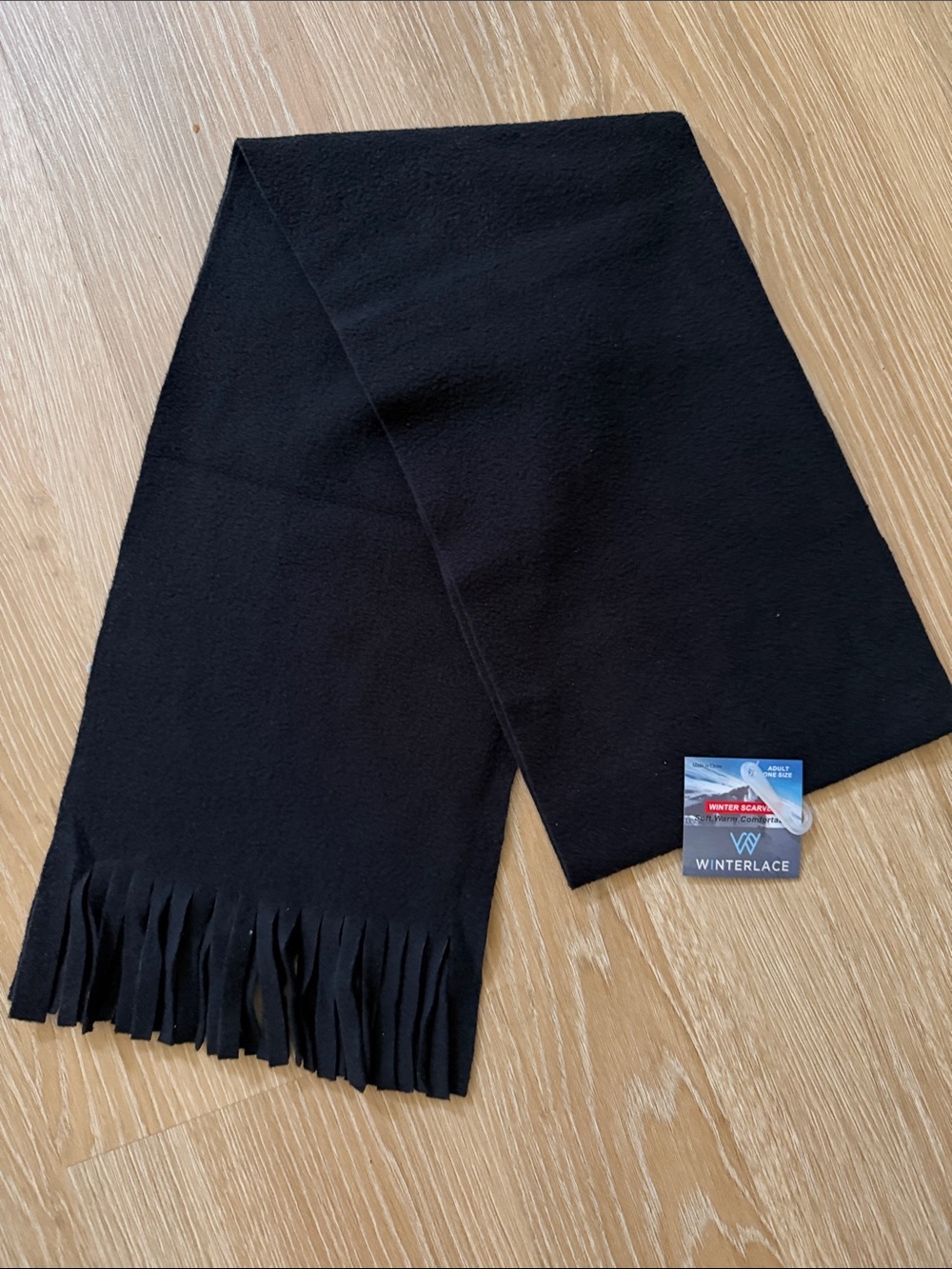 Black Fringe Scarf - Classic Women's Accessory